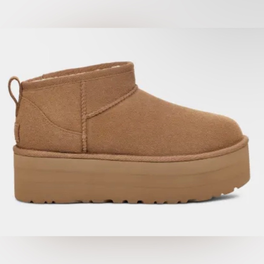AUTHENTIC UGG CLASSIC ULTRA MINI PLATFORM IN COLOR CHESTNUT